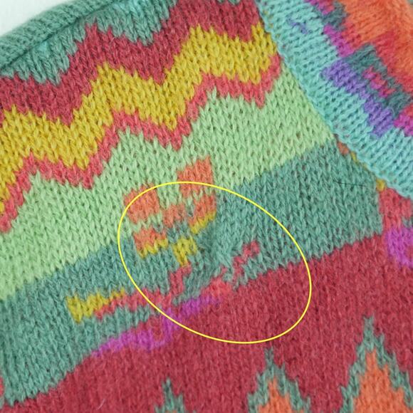 Vintage Benetton Medium Sweater Multicolor Rainbow Fair Isle Ski Nordic Wool 80s - Picture 4 of 14